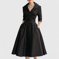 Lea | Damen Elegantes Wickel-Midi-Abendkleid