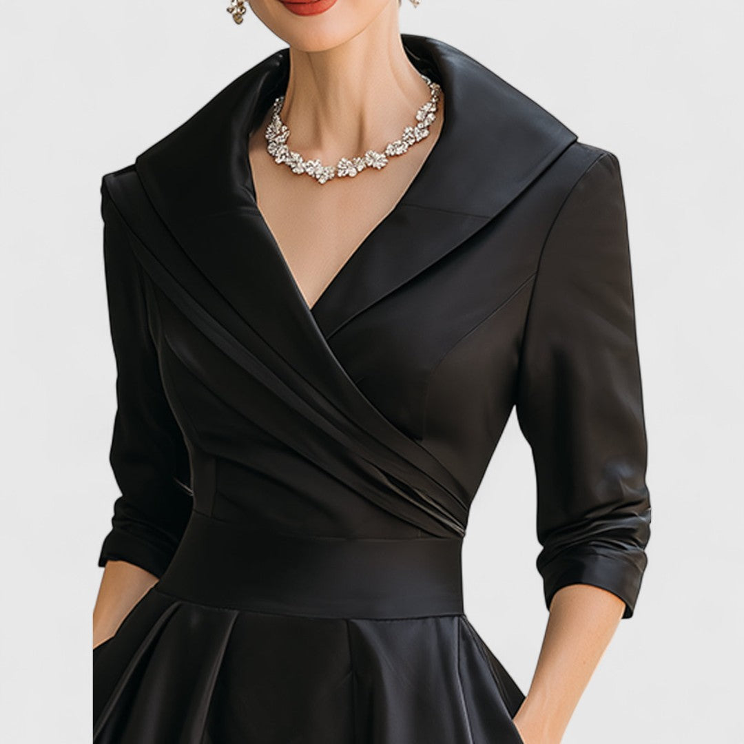 Lea | Damen Elegantes Wickel-Midi-Abendkleid