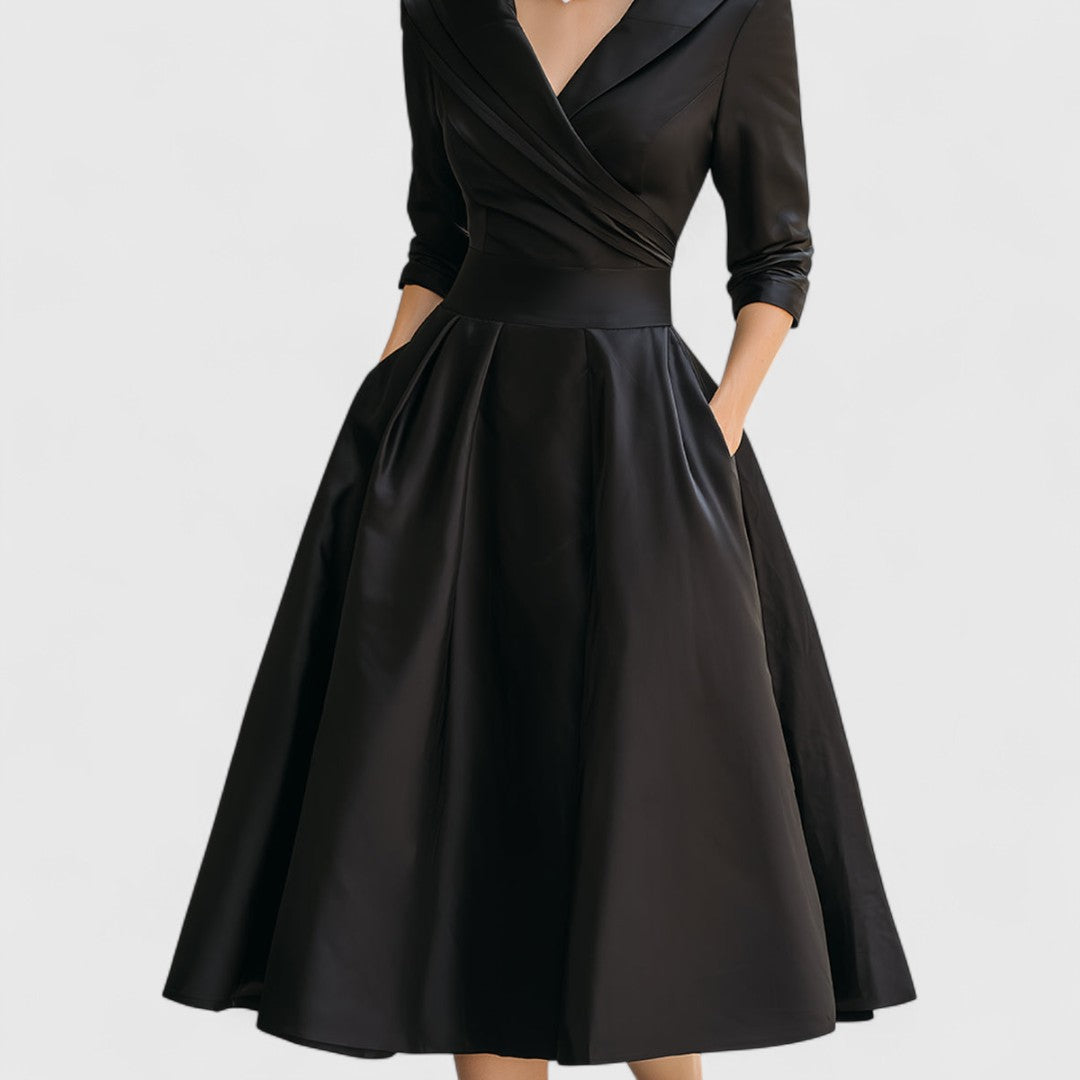Lea | Damen Elegantes Wickel-Midi-Abendkleid
