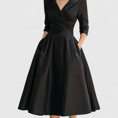 Lea | Damen Elegantes Wickel-Midi-Abendkleid