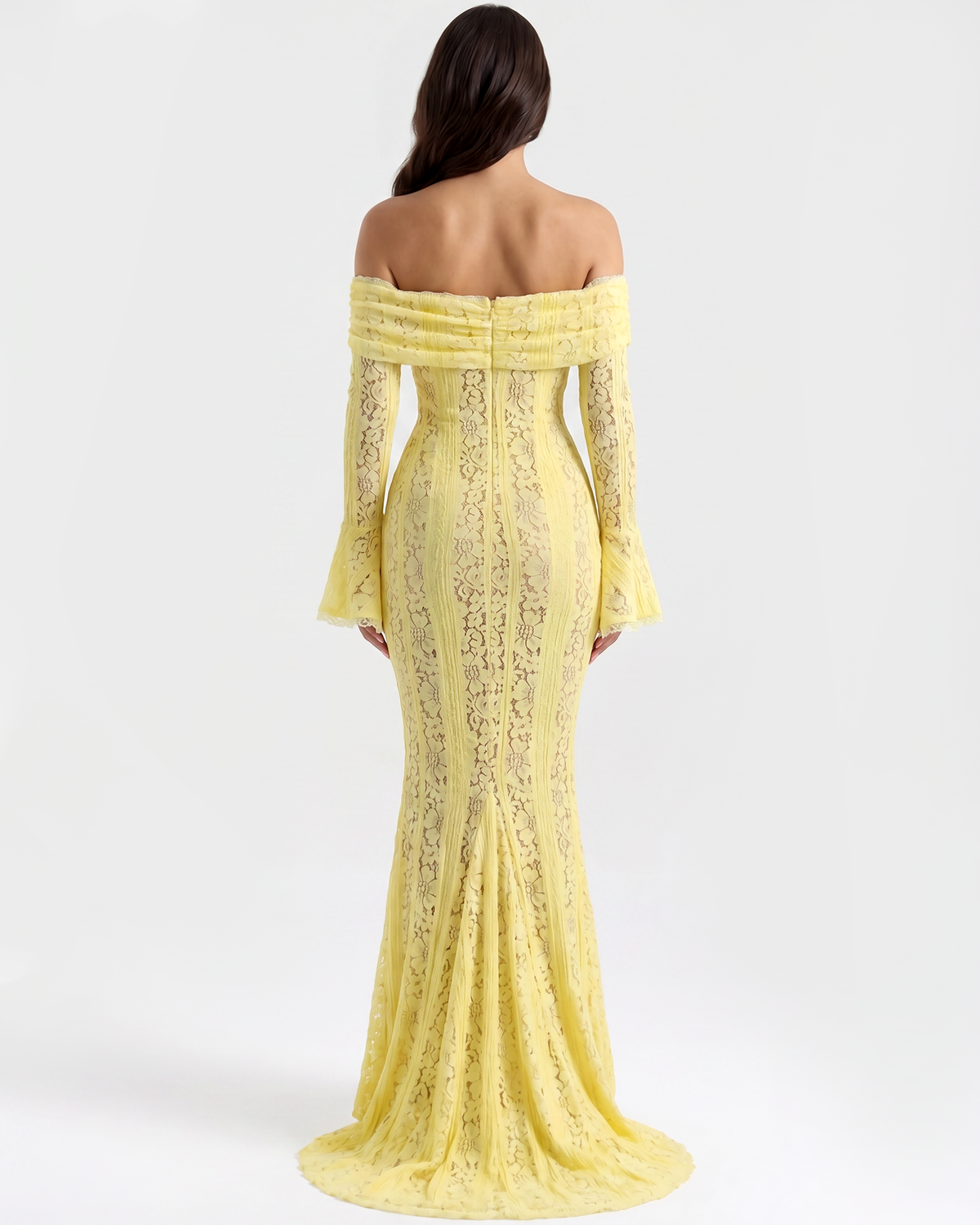 Lea | Damen Figurbetontes Off-Shoulder Maxi Hochzeitsgast Kleid