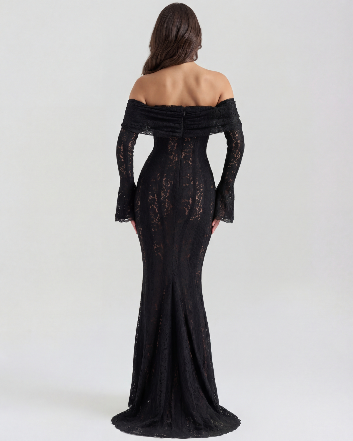 Lea | Damen Figurbetontes Off-Shoulder Maxi Hochzeitsgast Kleid