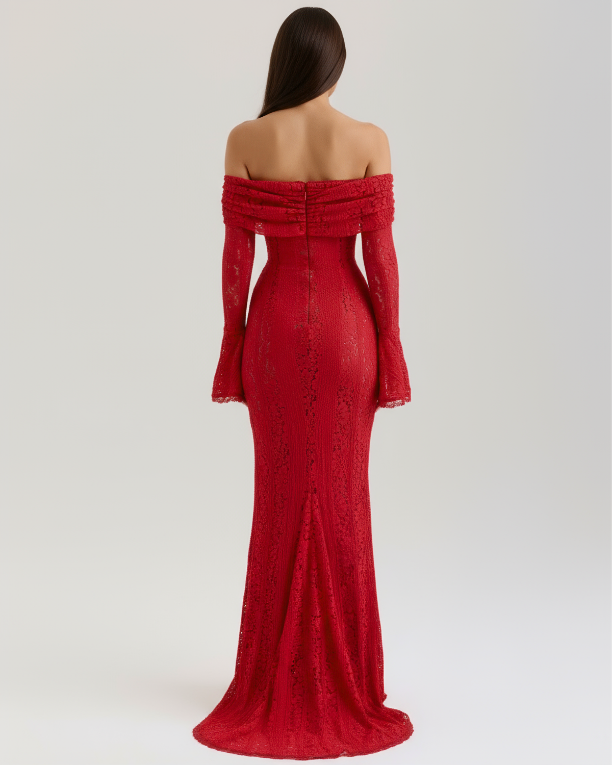 Lea | Damen Figurbetontes Off-Shoulder Maxi Hochzeitsgast Kleid