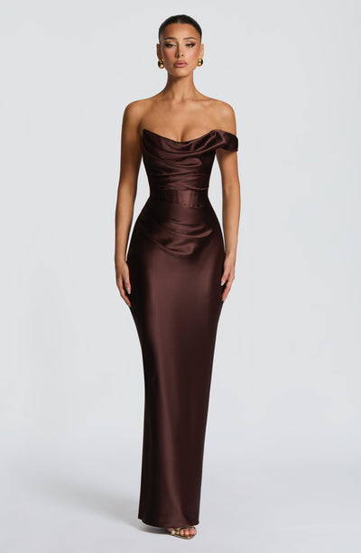 Leni | Damen Figurbetontes One-Shoulder Satin Abendkleid