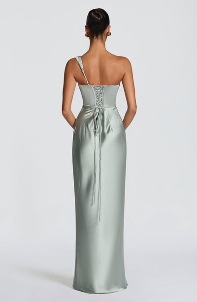 Leni | Damen Figurbetontes One-Shoulder Satin Abendkleid