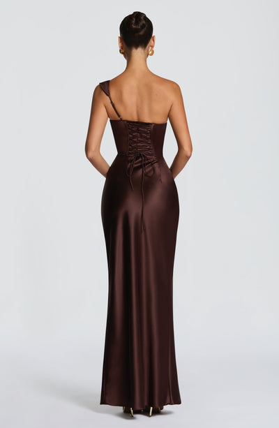 Leni | Damen Figurbetontes One-Shoulder Satin Abendkleid