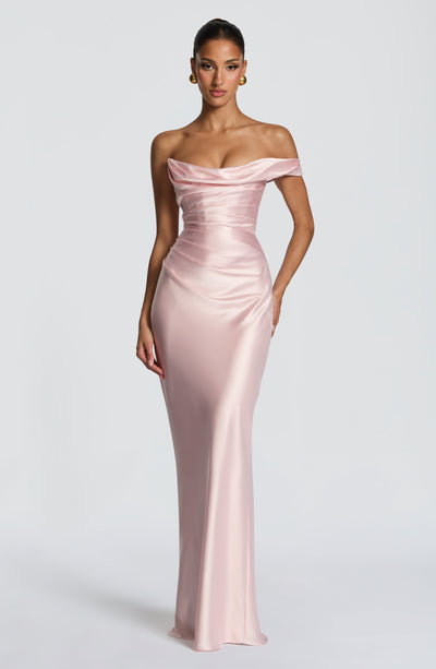 Leni | Damen Figurbetontes One-Shoulder Satin Abendkleid