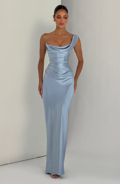 Leni | Damen Figurbetontes One-Shoulder Satin Abendkleid