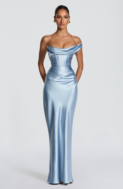 Leni | Damen Figurbetontes One-Shoulder Satin Abendkleid
