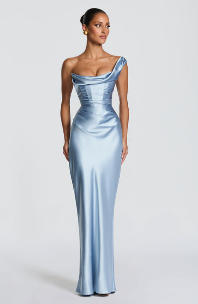Leni | Damen Figurbetontes One-Shoulder Satin Abendkleid