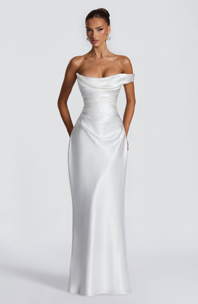 Leni | Damen Figurbetontes One-Shoulder Satin Abendkleid