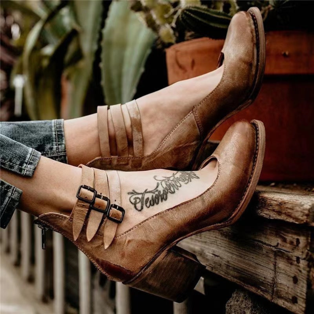 Luisa | Damen Lässige Riemchen-Pumps mit Blockabsatz