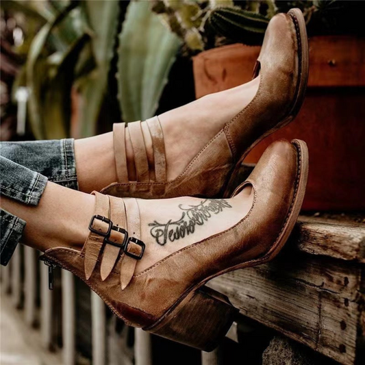 Luisa | Damen Lässige Riemchen-Pumps mit Blockabsatz
