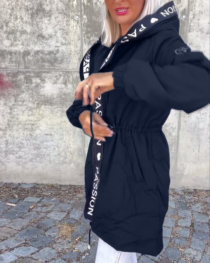 Luisa | Damen Sportliche Taillierte Kapuzenjacke mit Reißverschluss