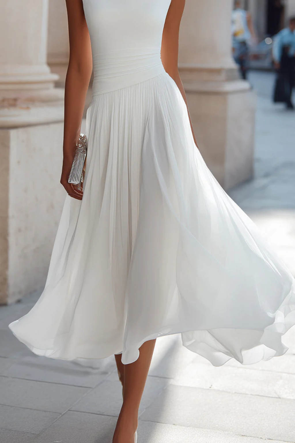 Gianna | Damen Elegantes Hochzeitsgast Kleid mit Boat Neck
