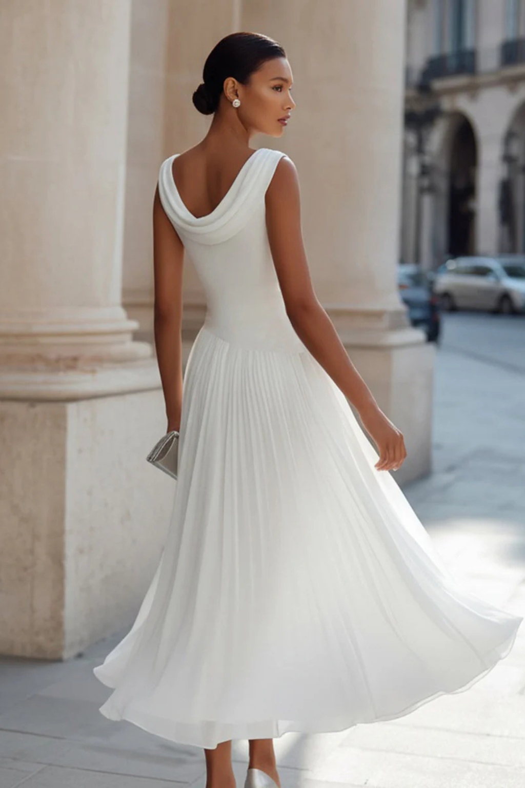 Gianna | Damen Elegantes Hochzeitsgast Kleid mit Boat Neck