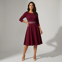 Franziska | Damen Tailliertes Ausgestelltes Midi-Kleid