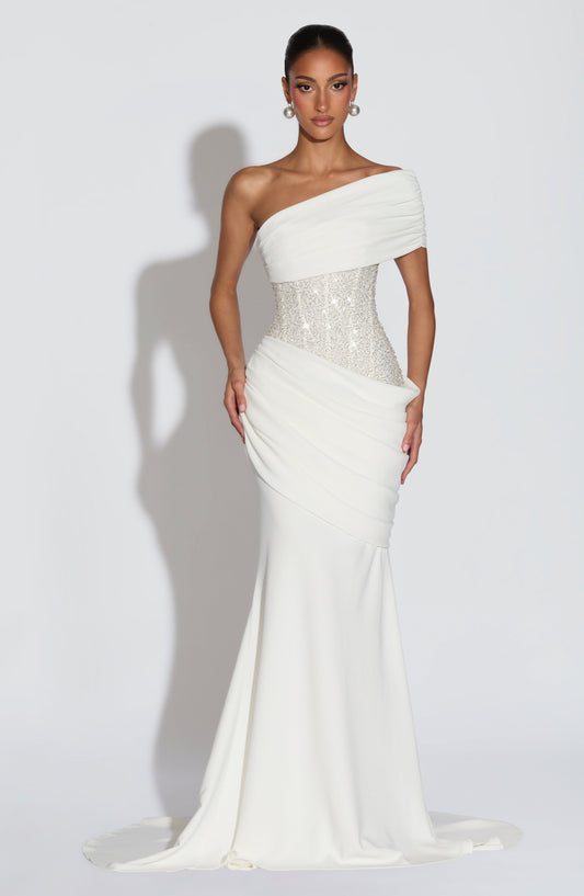 Maja | Damen Schulterfreies Glitzerndes Abendkleid