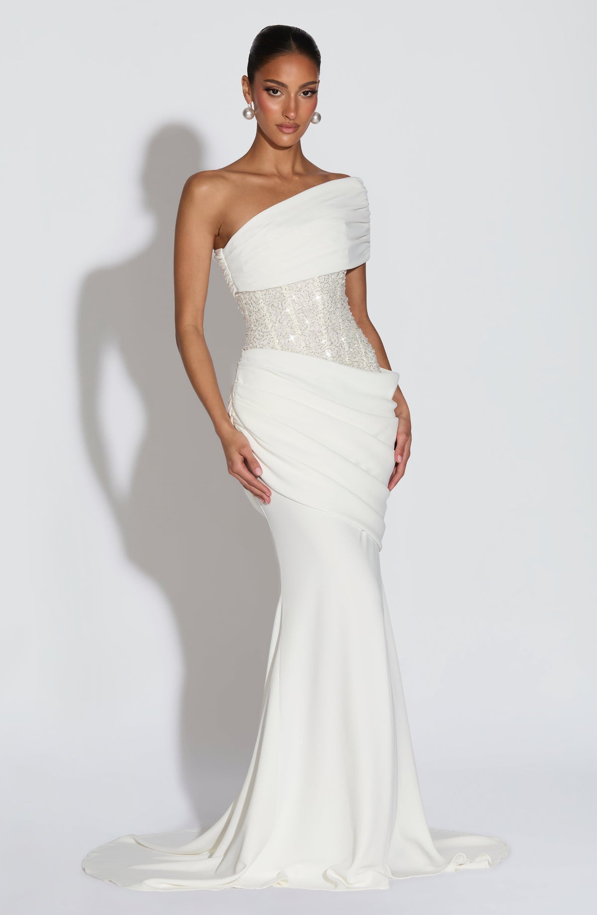 Maja | Damen Schulterfreies Glitzerndes Abendkleid