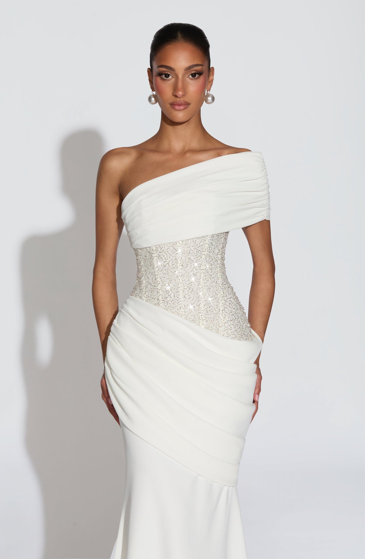 Maja | Damen Schulterfreies Glitzerndes Abendkleid