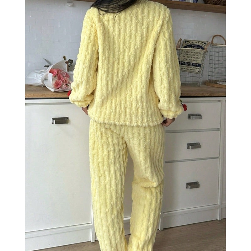 Marlene | Damen Flauschiges Kuscheliges Pyjama-Set
