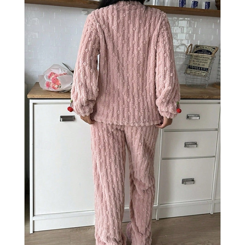 Marlene | Damen Flauschiges Kuscheliges Pyjama-Set