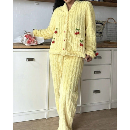 Marlene | Damen Flauschiges Kuscheliges Pyjama-Set