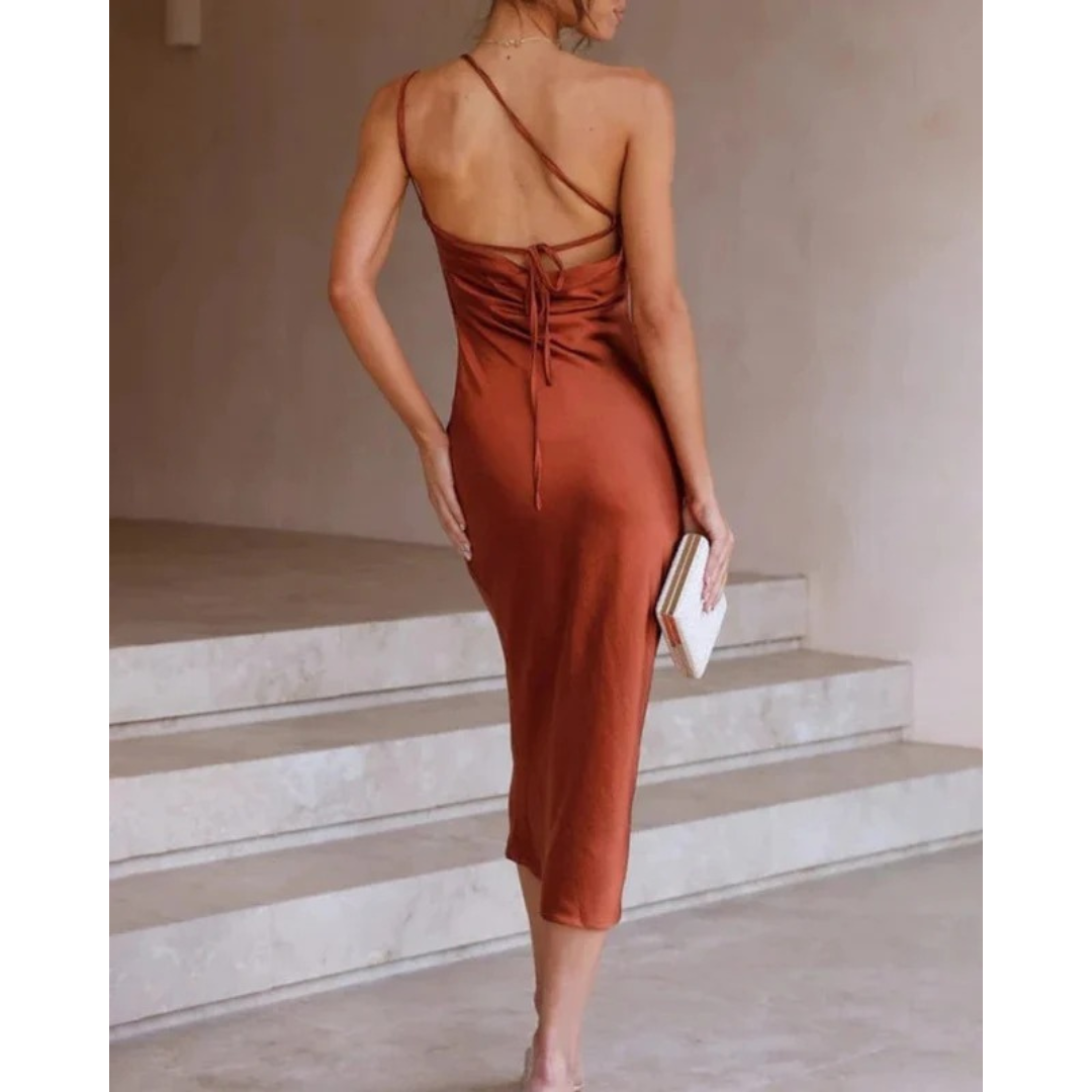 Marlene | Damen One-Shoulder Satin Abendkleid