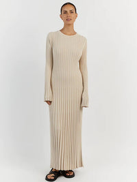 Martina | Damen Geripptes Figurbetontes Maxikleid