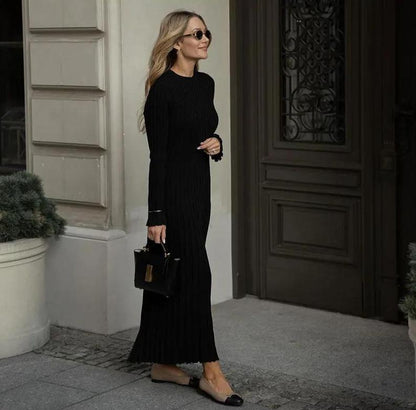 Martina | Damen Geripptes Figurbetontes Maxikleid