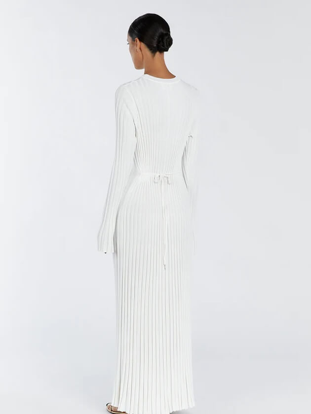Martina | Damen Geripptes Figurbetontes Maxikleid