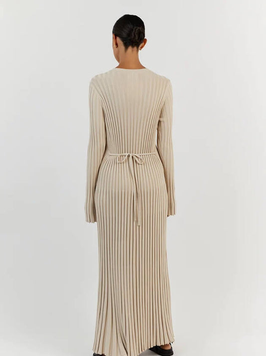 Martina | Damen Geripptes Figurbetontes Maxikleid