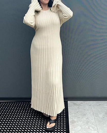 Martina | Damen Geripptes Figurbetontes Maxikleid