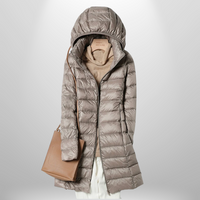 Martina | Damen Gesteppte Lange Kapuze Daunenjacke