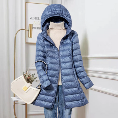 Martina | Damen Leichte Gesteppte Daunenjacke mit Kapuze
