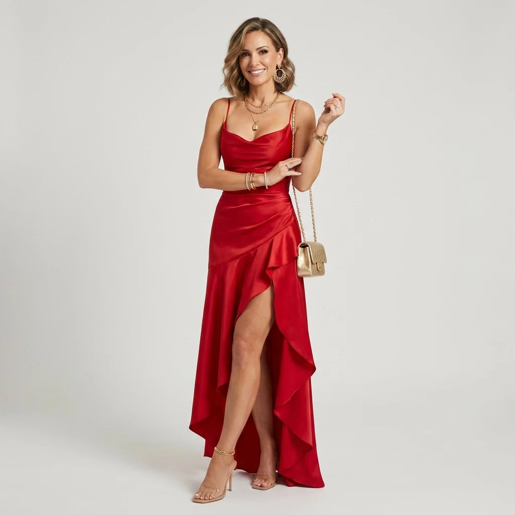 Charlotte | Damen Elegantes Fließendes Abend Maxikleid