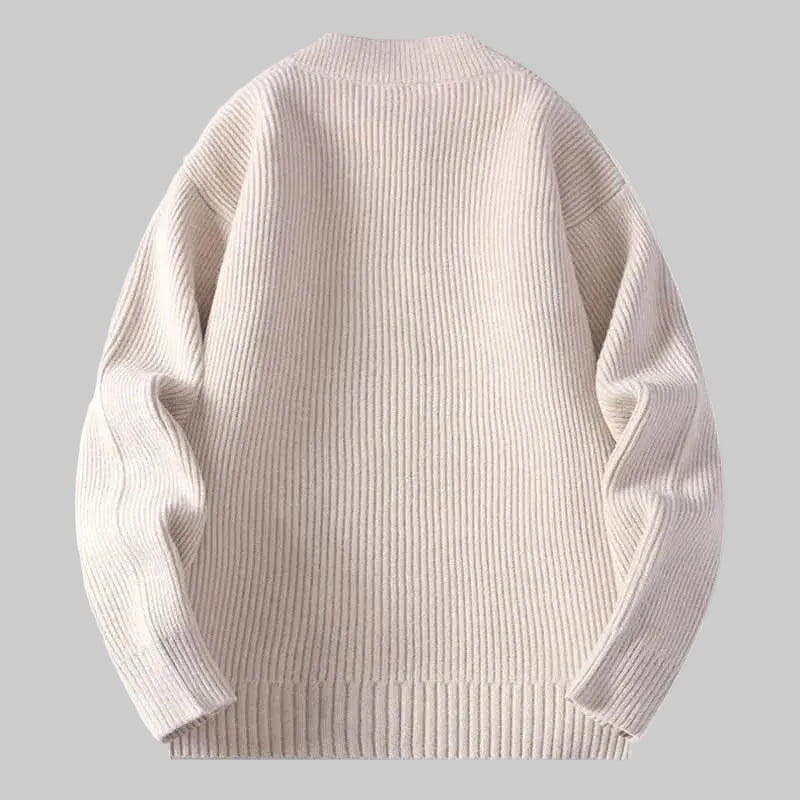 Maximilian | Herren Gerippte Strickjacke mit Reißverschluss