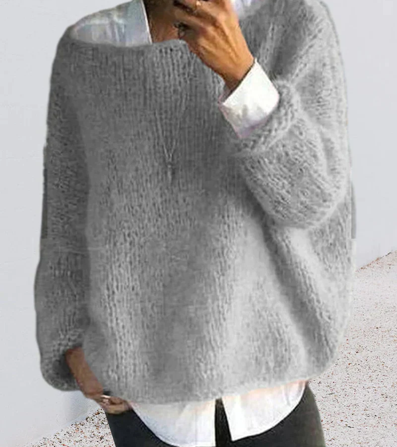 Melanie | Damen Kuscheliger Oversize Strickpullover