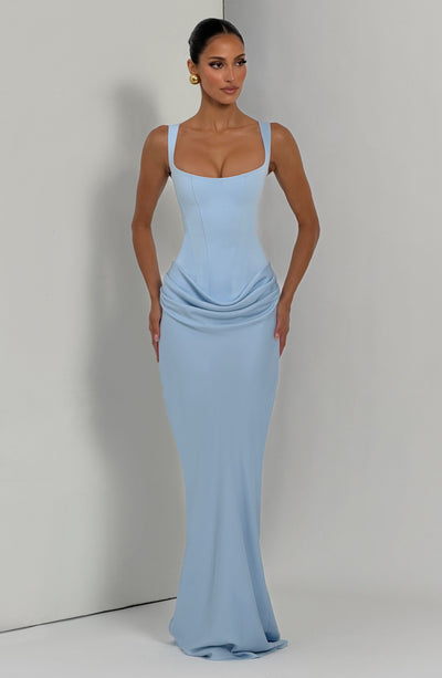 Mia | Damen Formelles Drapiertes Maxi Abendkleid
