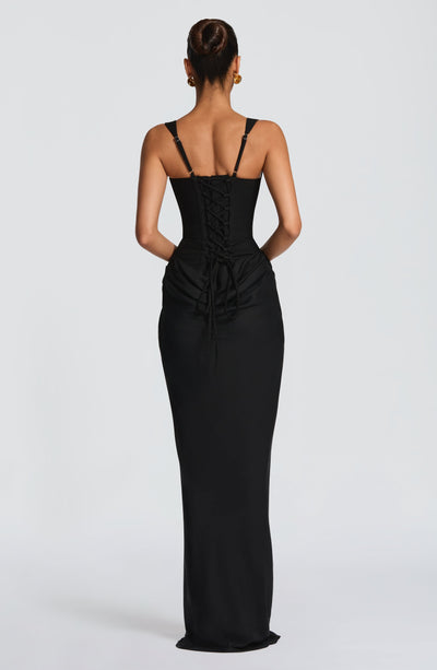 Mia | Damen Formelles Drapiertes Maxi Abendkleid