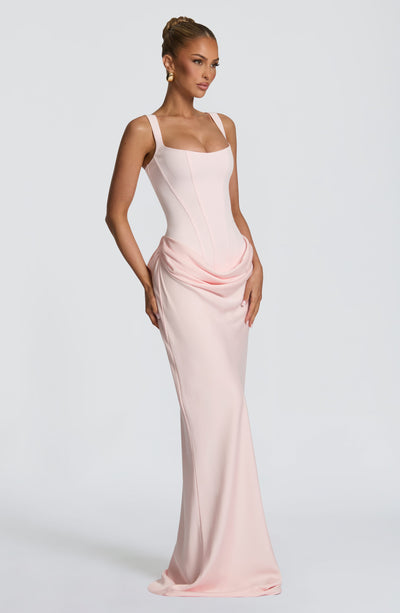 Mia | Damen Formelles Drapiertes Maxi Abendkleid