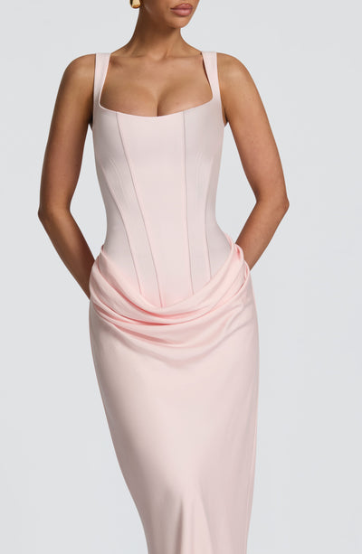 Mia | Damen Formelles Drapiertes Maxi Abendkleid