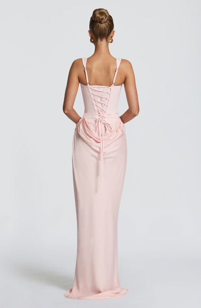 Mia | Damen Formelles Drapiertes Maxi Abendkleid
