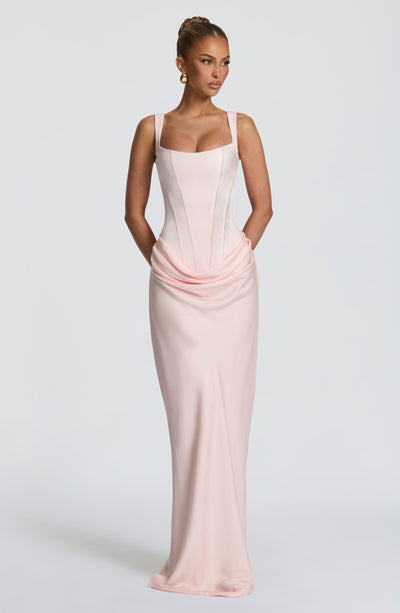 Mia | Damen Formelles Drapiertes Maxi Abendkleid