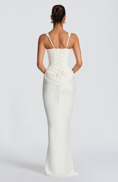 Mia | Damen Formelles Drapiertes Maxi Abendkleid