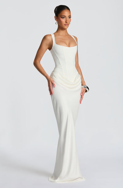 Mia | Damen Formelles Drapiertes Maxi Abendkleid
