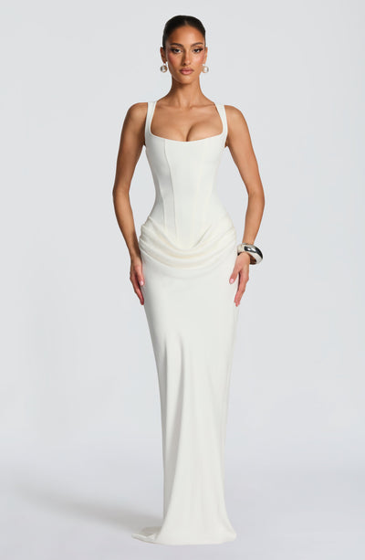 Mia | Damen Formelles Drapiertes Maxi Abendkleid