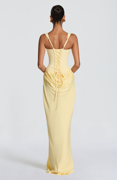 Mia | Damen Formelles Drapiertes Maxi Abendkleid