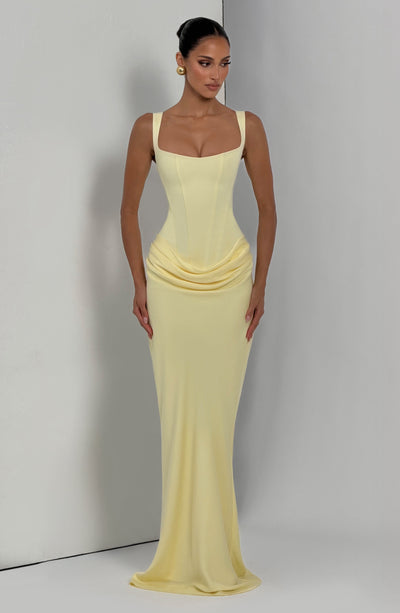 Mia | Damen Formelles Drapiertes Maxi Abendkleid