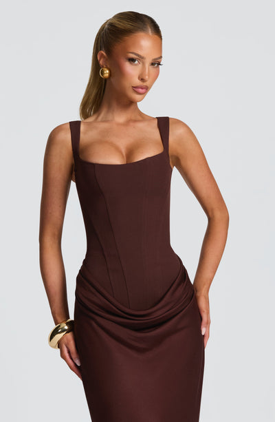 Mia | Damen Formelles Drapiertes Maxi Abendkleid